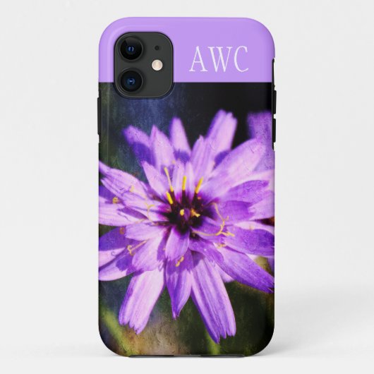 Pretty, elegant purple daisy flower  monogram Case-Mate iPhone case (Achterkant)