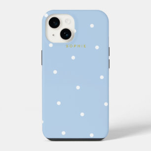 Pretty Elegante Minimaal Eenvoudig Blauw Cute Stip iPhone 14 Hoesje
