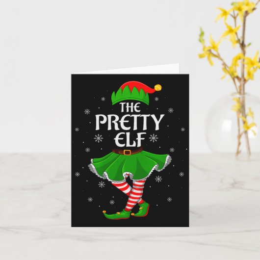 Pretty Elf Christmas Family Girls Women Elf Squad  Kaart (Gele Bloem)