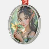 Pretty Elven Fairy & Dragon Ethereal Christmas Metalen Ornament (Links)