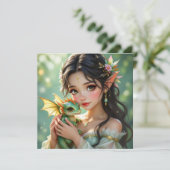 Pretty Elven Fairy & Dragon Ethereal Kaart (Staand voorkant)