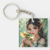 Pretty Elven Fairy & Dragon Ethereal Personalized Sleutelhanger (Voorkant)