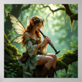 Pretty Elven Fairy Playing Clarinet Poster (Voorkant)