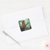 Pretty Elven Fairy Playing Ukulele Vierkante Sticker (Envelop)