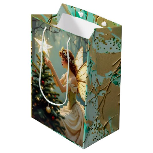 Pretty Enchanted Angel Fairy Christmas Medium Cadeauzakje (Voorkant Gekanteld)