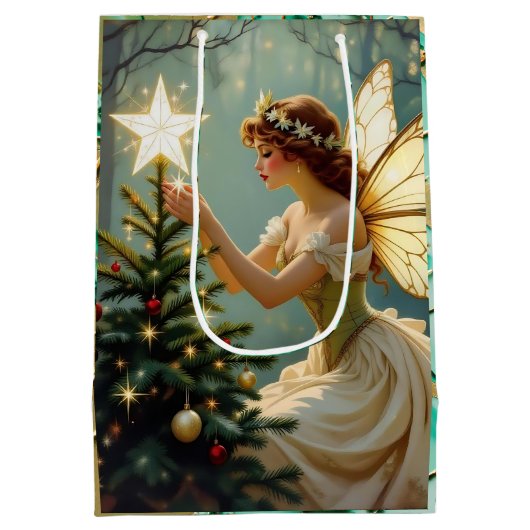Pretty Enchanted Angel Fairy Christmas Medium Cadeauzakje (Achterkant)
