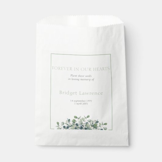Pretty Eucalyptus Funeral Seed Packet Bedankzakje (Voorkant)