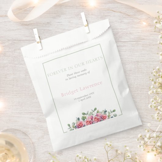 Pretty Eucalyptus Pink Roses Funeral Seed Packet Bedankzakje (Geknipt)