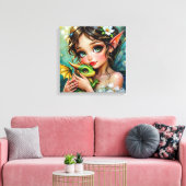 Pretty  Fairy and Dragon Themed Girl's   Canvas Afdruk (Insitu (Woonkamer))