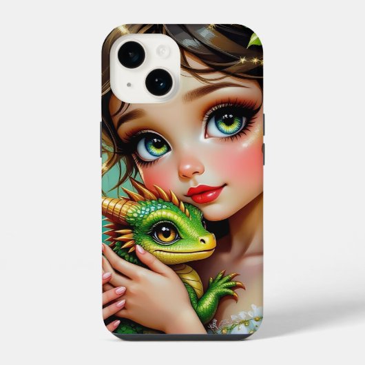 Pretty  Fairy and Dragon Themed Girl's   iPhone Hoesje (Achterkant)