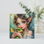 Pretty  Fairy and Dragon Themed Girl's   Kaart (Staand voorkant)