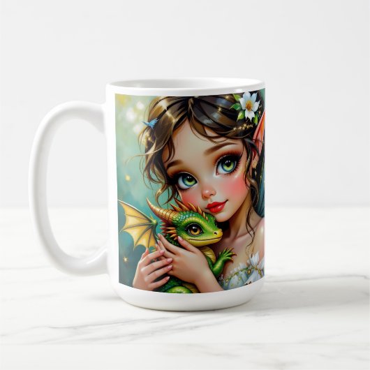 Pretty  Fairy and Dragon Themed Girl's   Koffiemok (Links)