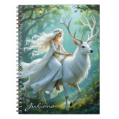 Pretty Fairy and White Deer in Enchanted Forest Notitieboek (Voorkant)