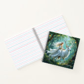 Pretty Fairy and White Deer in Enchanted Forest Notitieboek (Binnen)