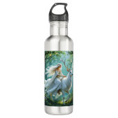 Pretty Fairy and White Deer in Enchanted Forest Waterfles (Voorkant)