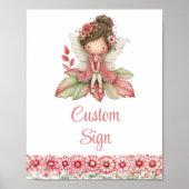 Pretty Fairy Girl Blush Floral Birthday Custom Sig Poster (Voorkant)