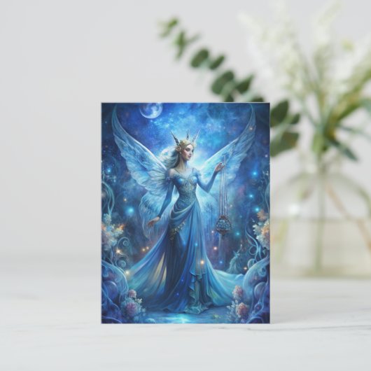 Pretty Fairy in Blue  Briefkaart (Staand voorkant)