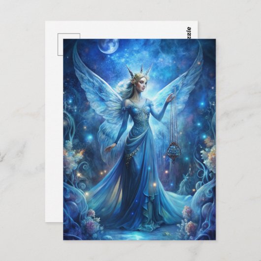 Pretty Fairy in Blue  Briefkaart (Voorkant / Achterkant)