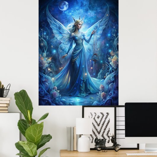 Pretty Fairy in Blue  Poster (Thuiskantoor)
