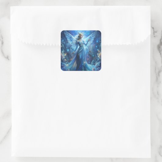 Pretty Fairy in Blue  Vierkante Sticker (Tas)