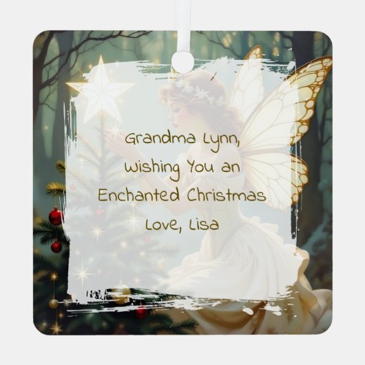Pretty Fairy Personalized Enchanted Christmas Metalen Ornament (Achterkant)
