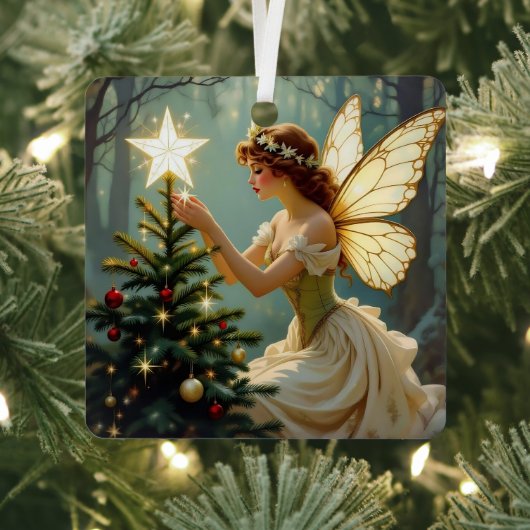 Pretty Fairy Personalized Enchanted Christmas Metalen Ornament (Insitu)
