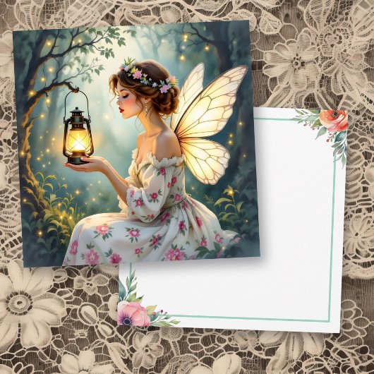 Pretty Fairy Themed Floral Blank Kaart