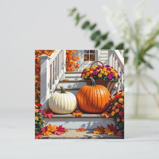 Pretty Fall Front Steps | Happy Thanksgiving Kaart (Staand voorkant)