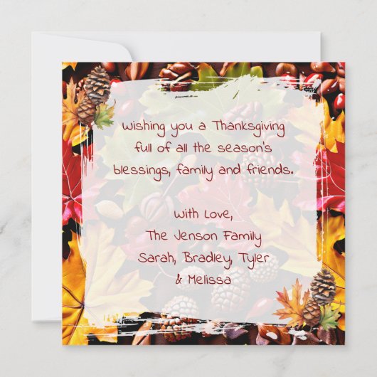 Pretty Fall Front Steps | Happy Thanksgiving  Kaart (Achterkant)