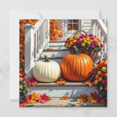 Pretty Fall Front Steps | Happy Thanksgiving  Kaart (Voorkant)