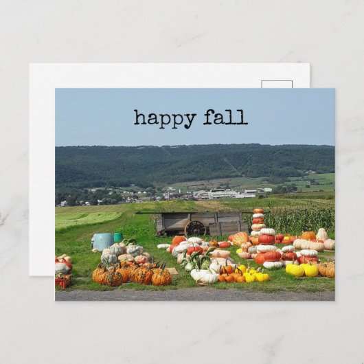 pretty fall pumpkin farm post card briefkaart (Voorkant / Achterkant)