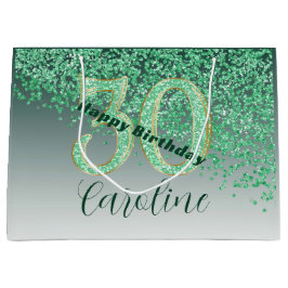 Pretty Falling Green Glitter 30th Birthday Groot Cadeauzakje