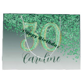 Pretty Falling Green Glitter 30th Birthday Groot Cadeauzakje (Achterkant)