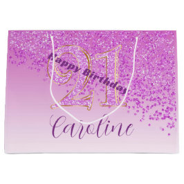 Pretty Falling Pink Glitter 21st Birthday Groot Cadeauzakje
