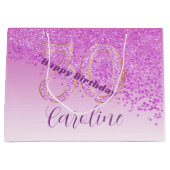 Pretty Falling Pink Glitter 30th Birthday Groot Cadeauzakje (Voorkant)