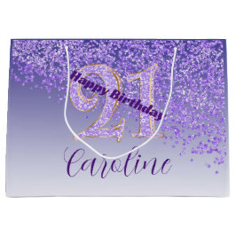 Pretty Falling Purple Glitter 21st Birthday Groot Cadeauzakje