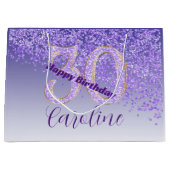Pretty Falling Purple Glitter 30th Birthday Groot Cadeauzakje (Voorkant)