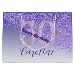 Pretty Falling Purple Glitter 30th Birthday Groot Cadeauzakje