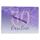 Pretty Falling Purple Glitter 30th Birthday Groot Cadeauzakje (Achterkant)