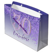 Pretty Falling Purple Glitter 30th Birthday Groot Cadeauzakje (Achterkant Gekanteld)