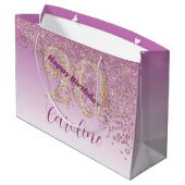 Pretty Falling Rose Gold Glitter 20th Birthday Groot Cadeauzakje (Achterkant Gekanteld)