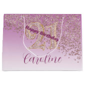 Pretty Falling Rose Gold Glitter 21st Birthday Groot Cadeauzakje (Voorkant)