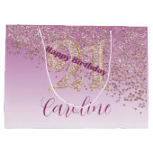 Pretty Falling Rose Gold Glitter 21st Birthday Groot Cadeauzakje (Achterkant)