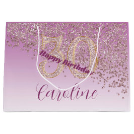 Pretty Falling Rose Gold Glitter 30th Birthday Groot Cadeauzakje