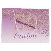 Pretty Falling Rose Gold Glitter 30th Birthday Groot Cadeauzakje (Achterkant)