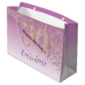 Pretty Falling Rose Gold Glitter 30th Birthday Groot Cadeauzakje (Achterkant Gekanteld)