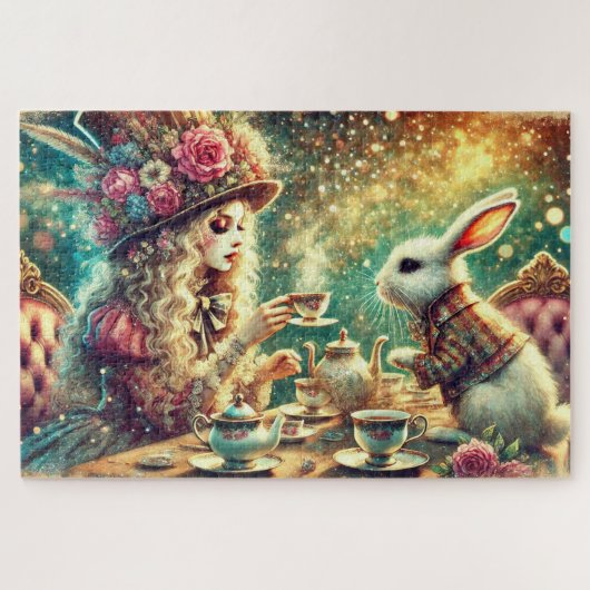 Pretty Fantasy Alice and Rabbit Tea Party Legpuzzel (Horizontaal)