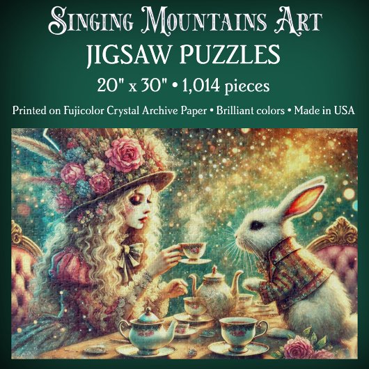Pretty Fantasy Alice and Rabbit Tea Party Legpuzzel