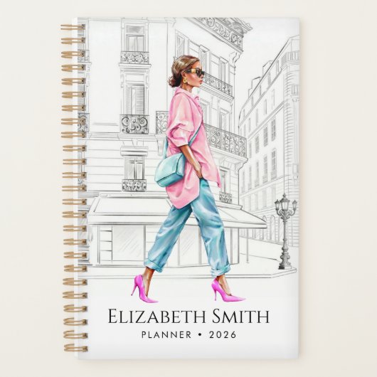 Pretty Fashion Woman Walking Planner (Voorkant)