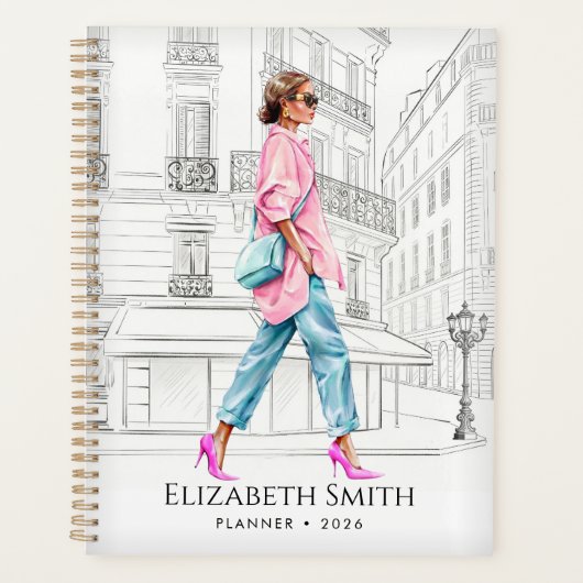 Pretty Fashion Woman Walking Planner (Voorkant)